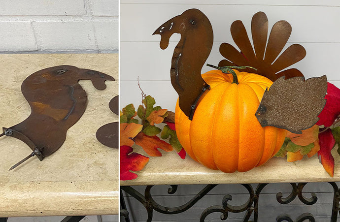 Handmade Metal Turkey Pumpkin Decor General EM