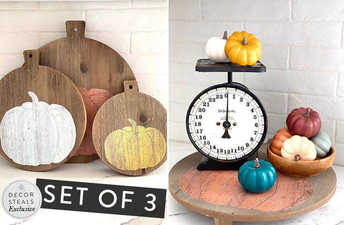 Wooden Pumpkin Decorative Bread Boards, Set of 3 General ABH