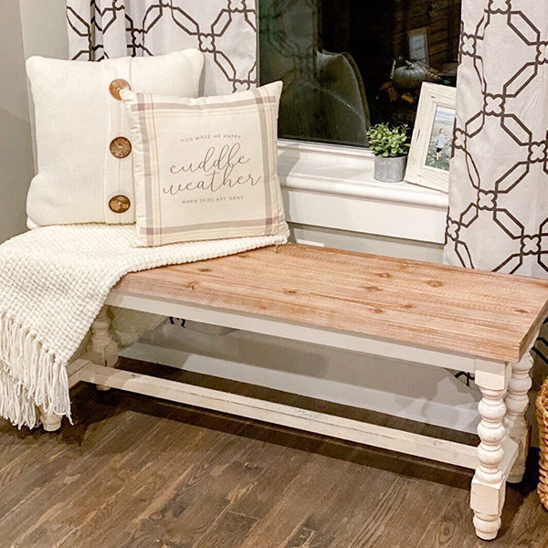 Distressed Spindle Wood Farmhouse Bench Whats trending ABH