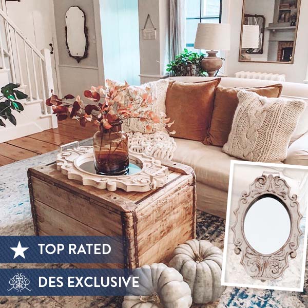 Distressed Victorian Wood Tray and Mirror, 2-in-1 Steal | DES Exclusive General ABH