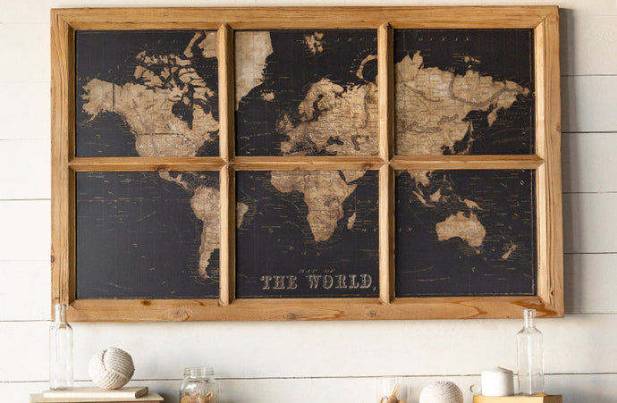 HUUUGE World Map Window Pane Wall Art General VIP