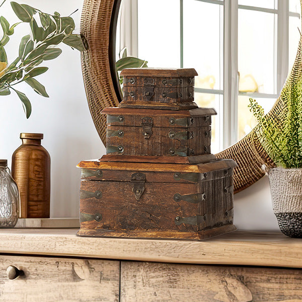 Reclaimed Wood Trunk Containers, Set of 3 Whats trending UMA