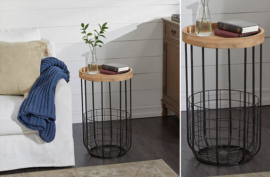 Wire Birdcage Inspired Storage Side Table General UMA