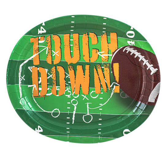 Touch-Down Sports Oval 12" X 10" Paper Plates:10CT Party Supplies VeZee