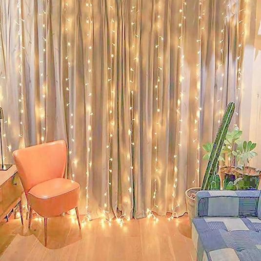 10ft Warm White 300 LED Icicle Curtain Fairy String Lights with 8 Modes LED PROstorez Default Title