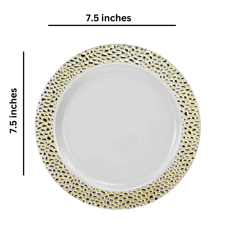 Load image into Gallery viewer, Pebbled Plastic Salad Plate Gold 7.5&quot; Elegant Plates Lillian
