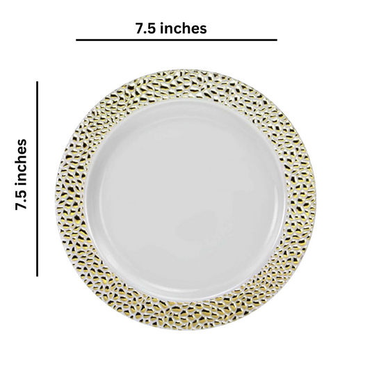 Pebbled Plastic Salad Plate Gold 7.5" Elegant Plates Lillian