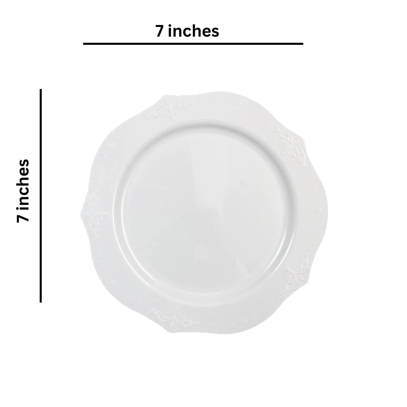 Load image into Gallery viewer, BULK Antique collection Plastic Salad Plates White 7&#39;&#39; Tablesettings Decorline
