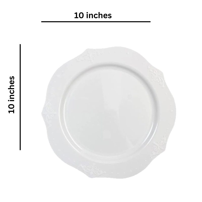 Load image into Gallery viewer, BULK Antique collection Plastic Dinner Plates White 10&quot; Tablesettings Decorline
