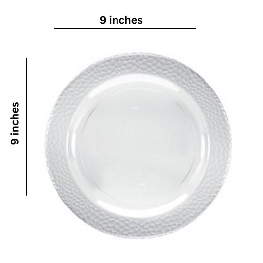 Lillian Tablesettings Pebbled Plastic Plate Clear 9