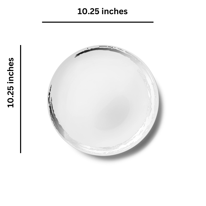 Load image into Gallery viewer, Whisk Collection Plastic Dinner Plates White &amp; Silver 10.25&quot; Tablesettings Decorline
