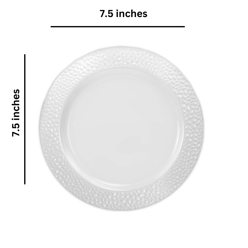 Load image into Gallery viewer, Pebbled Plastic Salad Plate White 7.5&quot; Elegant Plates Lillian
