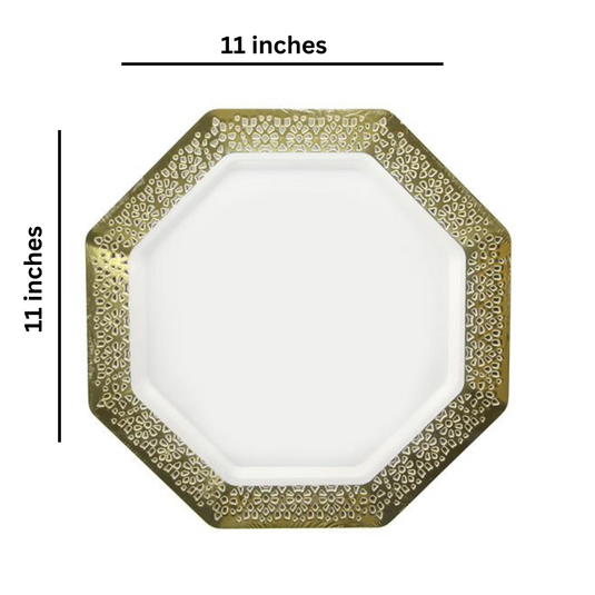 Gold Rim EXTRA HEAVY WEIGHT Lacetagon Pearl Plate 11