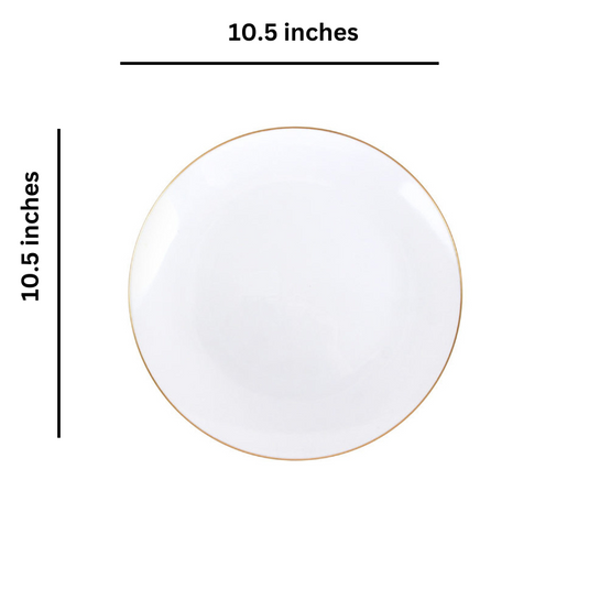 Organic White Gold Rim Dinner Plates 10.5