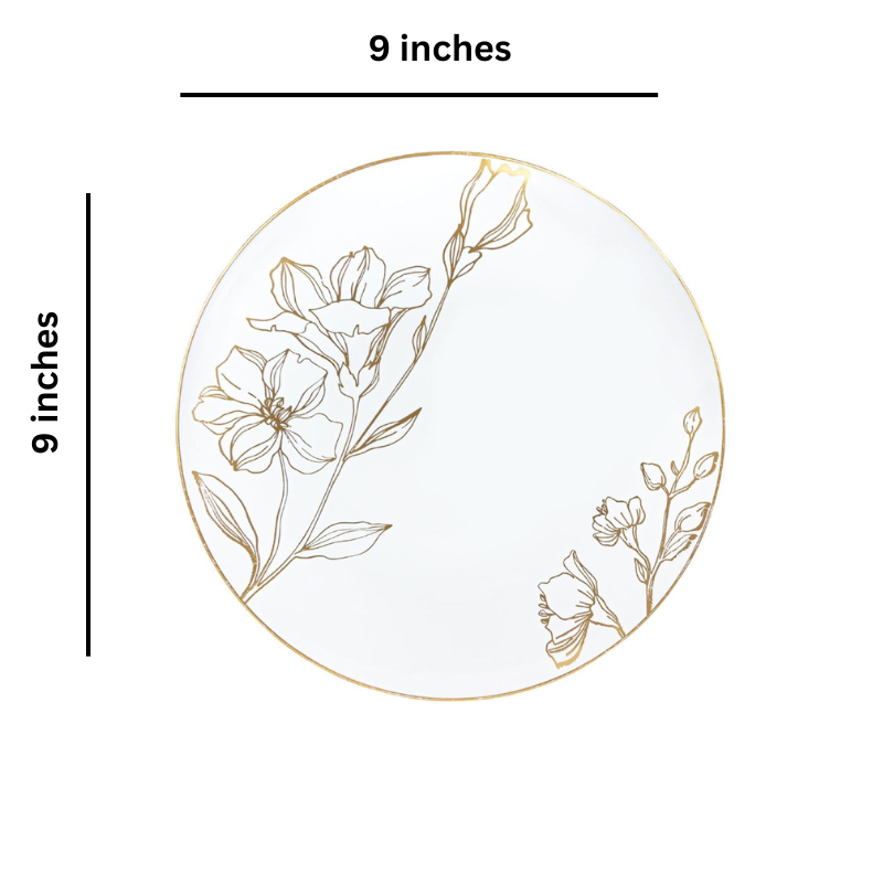 Load image into Gallery viewer, Antique Gold Floral Dinner Plates 9″ Elegant Plates Blue Sky
