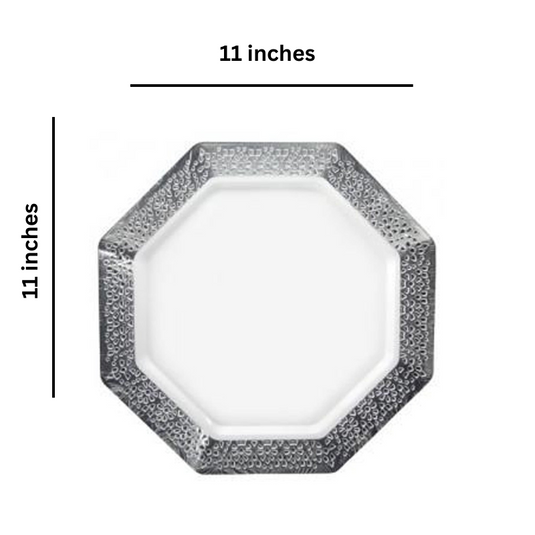 Pearl Silver Rim Lacetagon Plate 11