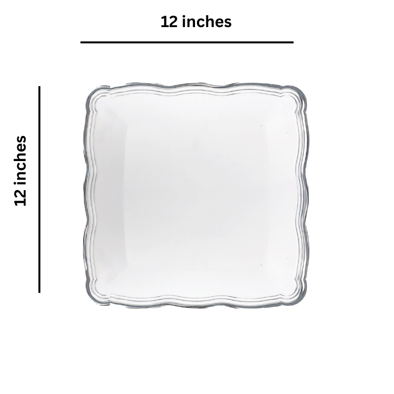 Load image into Gallery viewer, Aristocrat Collection Square Serving Trays White &amp; Silver 12” x 12” Serverware Decorline
