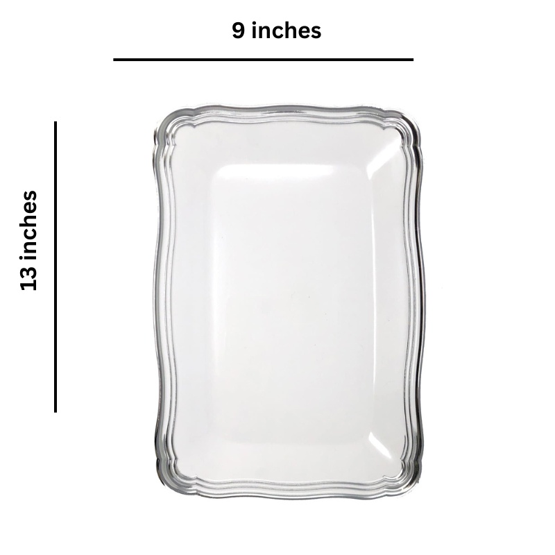 Load image into Gallery viewer, Aristocrat Collection Rectangle Serving Trays White &amp; Silver 13” x 9” Serverware Decorline
