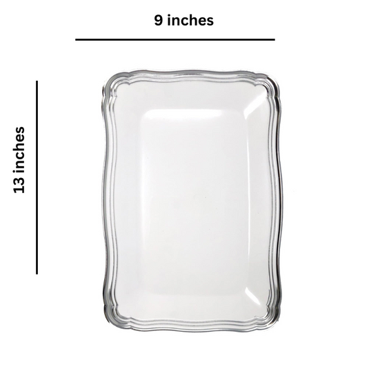 Aristocrat Collection Rectangle Serving Trays White & Silver 13” x 9” Serverware Decorline