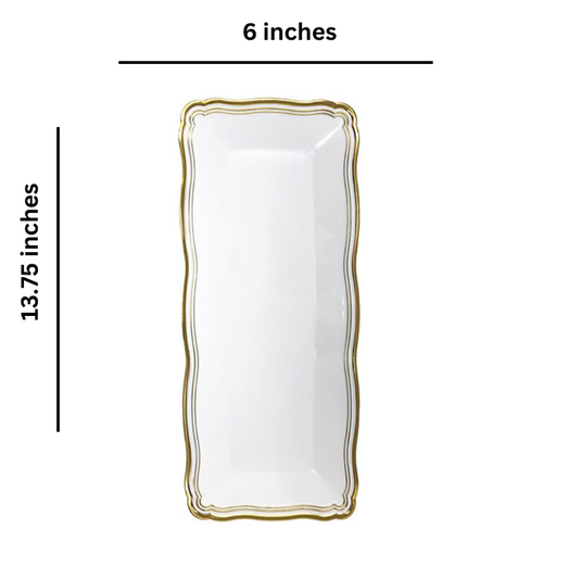 Aristocrat Collection Narrow Serving Trays White & Gold 13.75x6 Serverware Decorline