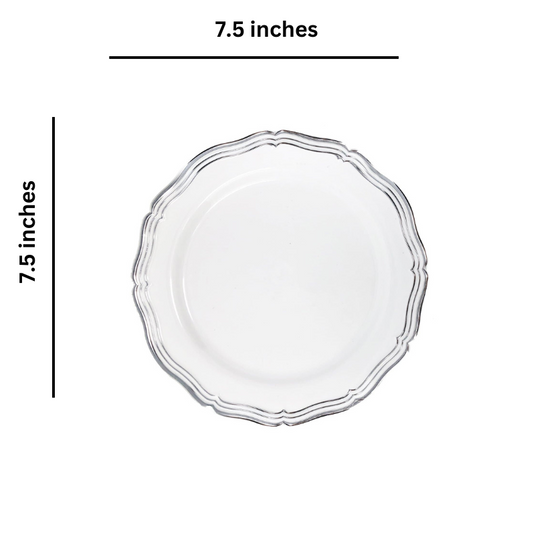 Aristocrat Collections Dinner Plate White & Silver 10" Disposable Plates Decorline