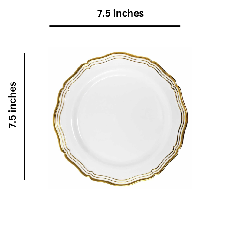 Load image into Gallery viewer, Aristocrat Collections Salad Plate White &amp; Gold 7.5&quot; Disposable Plates Decorline
