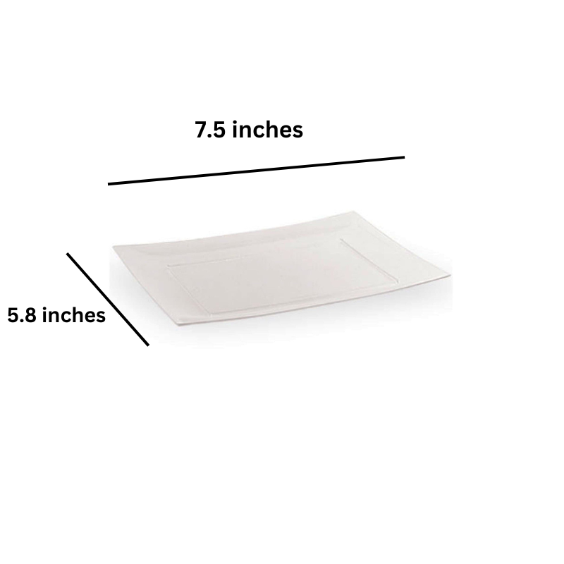 Load image into Gallery viewer, Rectangular Plastic Appetizer Plates Clear 7.5&quot; Disposable Plates Lillian Tablesettings
