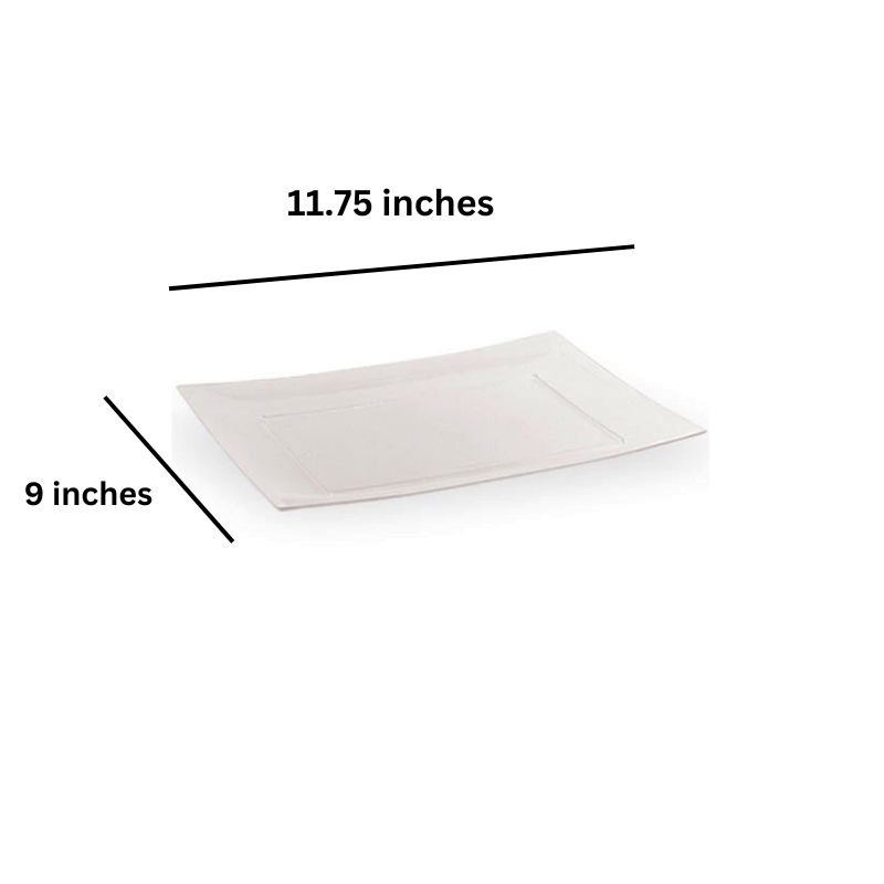 Load image into Gallery viewer, Rectangular Plastic Entree Plates Clear 11.75&quot; Disposable Plates Lillian Tablesettings
