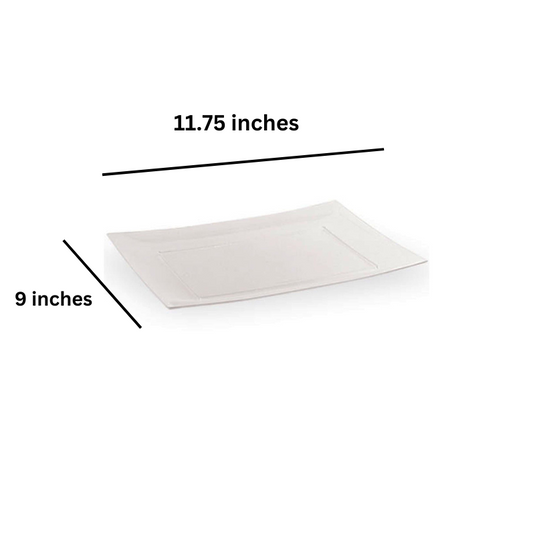 Rectangular Plastic Entree Plates Clear 11.75" Disposable Plates Lillian Tablesettings