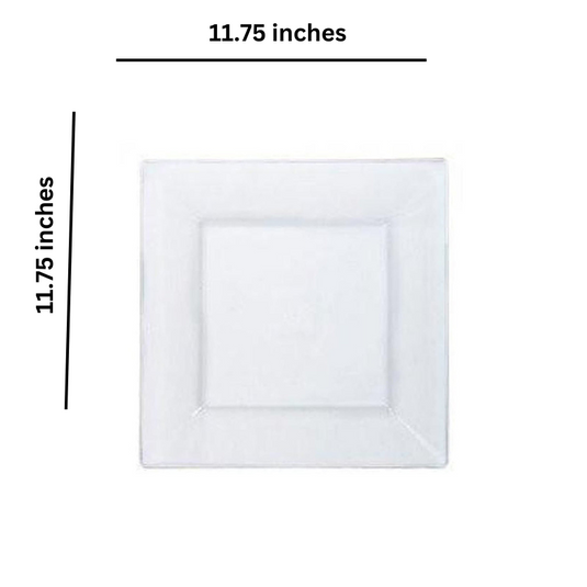 Lillian Tablesettings Square Plastic Dinner Plates Clear 9.5" Disposable Plates Lillian