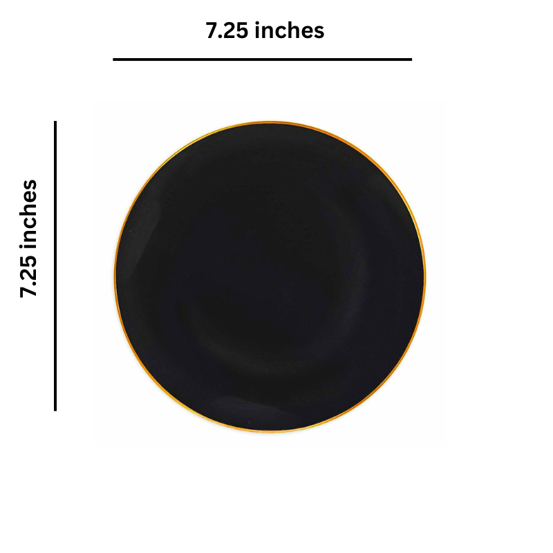 Load image into Gallery viewer, Organic Collection Black/Gold Rim Plastic Salad Plates 7.5&quot; Tablesettings Blue Sky
