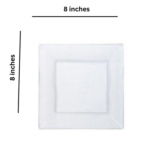 Lillian Tablesettings Square Plastic Dinner Plates Clear 8" Disposable Plates Lillian