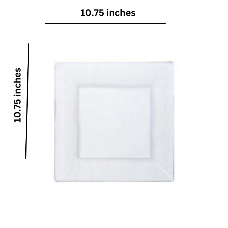 Load image into Gallery viewer, Lillian Tablesettings Square Plastic Dinner Plates Clear 10.75&quot; Disposable Plates Lillian
