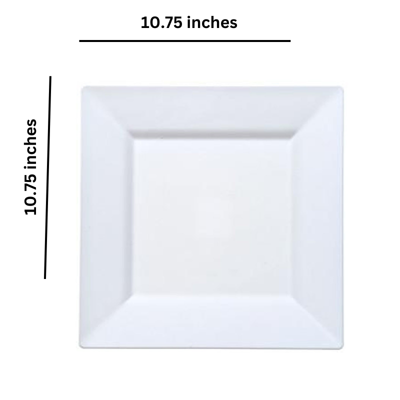 Load image into Gallery viewer, White Square Plastic Dinner Plates 10.75&quot; Disposable Plates Lillian
