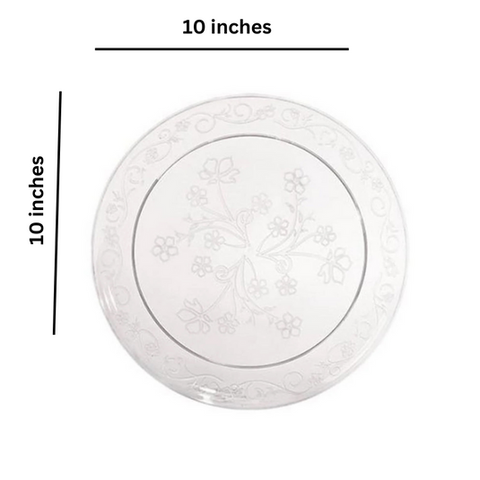 BULK D'Vine Plastic Dinner Plate Heavyweight Clear 10