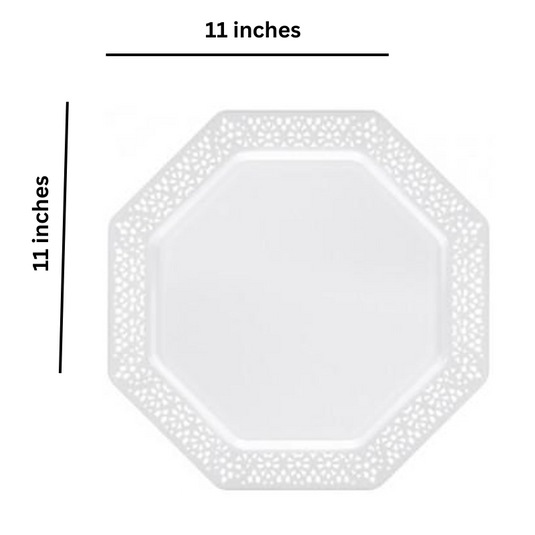 Lillian Tablesettings Lacetagon Plastic Plate Pearl 11