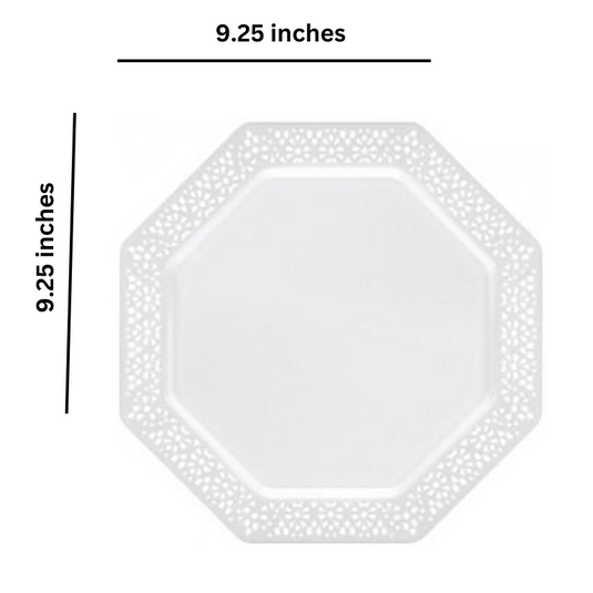 Lillian Tablesettings Lacetagon Plastic Plate Pearl 9.25