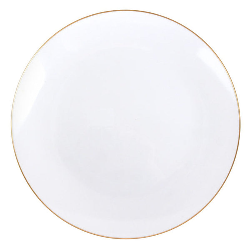 Load image into Gallery viewer, Organic White Gold Rim Dinner Plates 10.5&quot; Bowls Blue Sky
