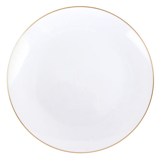 Organic White Gold Rim Dinner Plates 10.5