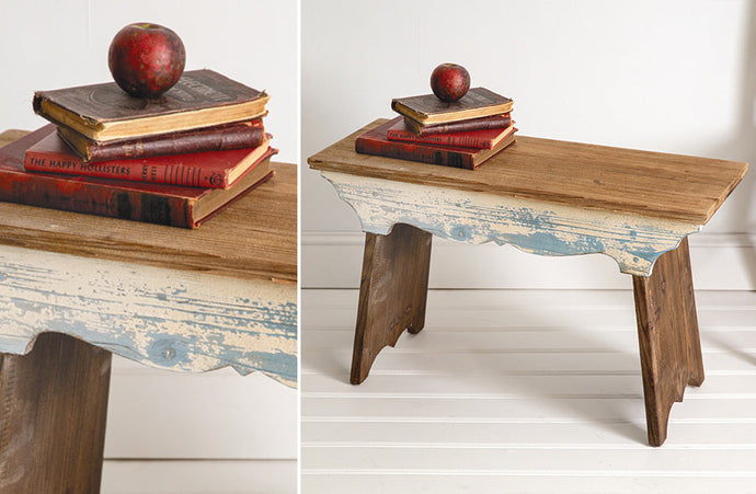 Distressed Wooden Scalloped Bench General CT