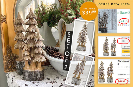 Live Edge Shimmering Snowfall Trees, Set of 2 General MEL