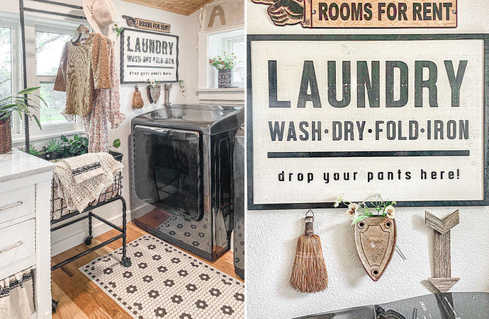 Wooden Laundry Typography Sign General CC