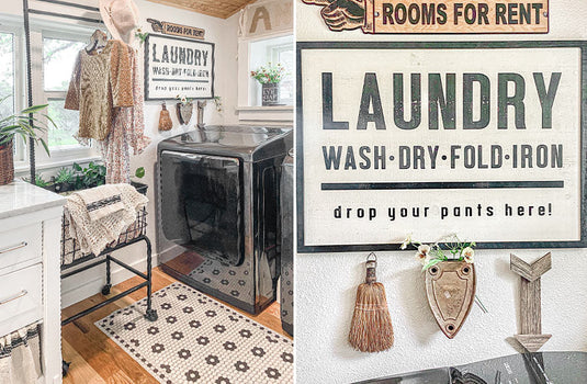 Wooden Laundry Typography Sign General CC