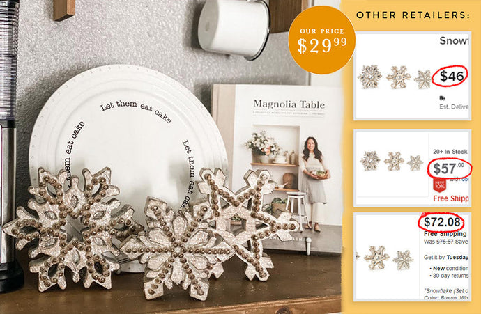 Flocked Tabletop Snowflakes, Set of 3 General MEL