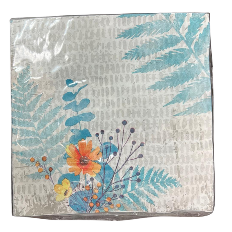 Load image into Gallery viewer, Floral Bliss Teal 13x13 2-Ply Paper Napkins Paper Napkins Nicole Home Collection
