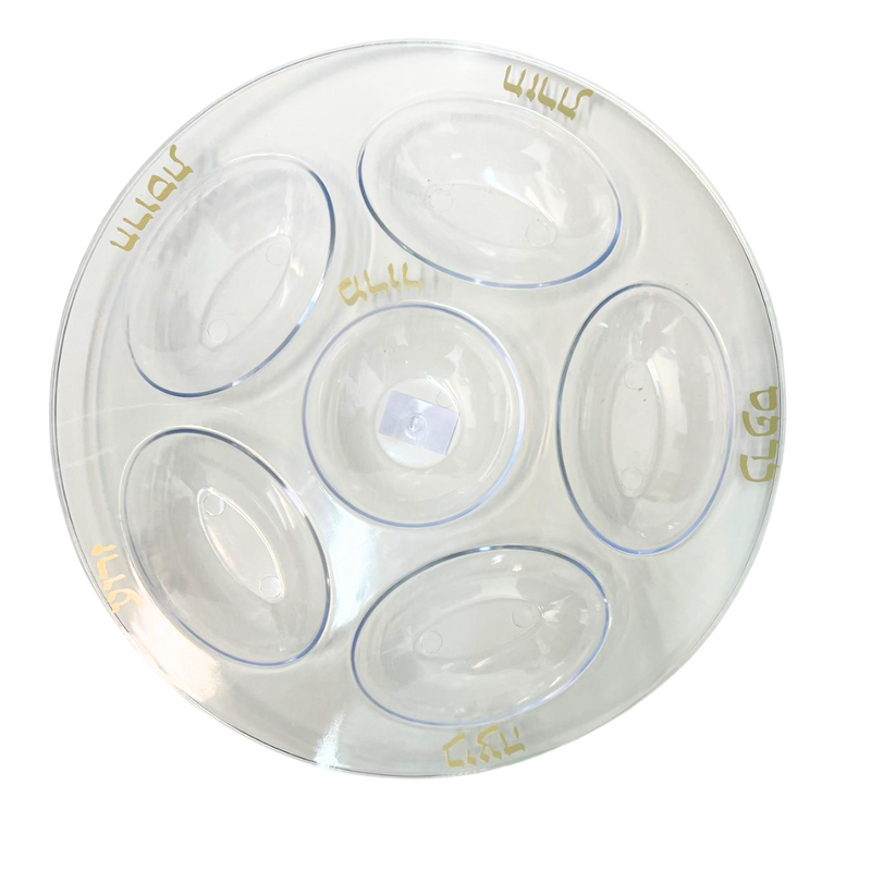 Load image into Gallery viewer, Seder Plate Clear &amp; Gold Plastic Platter – Extra Strong Quality Seder Plate Blue Sky
