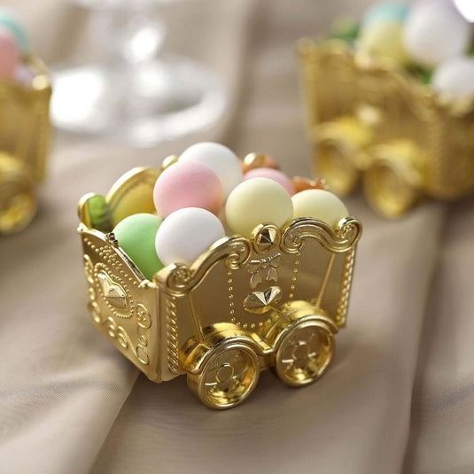 12 Pack 2.5" Gold Mini Chariot Treat Party Favor Boxes, Small Candy Container Gift Boxes Favor Bags & Boxes PROstorez Default Title