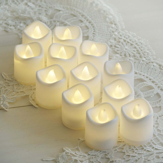 12-Pack LED Tealight Candles Mini Votive White Design - Battery Operated Flameless Lighting LED PROstorez Default Title