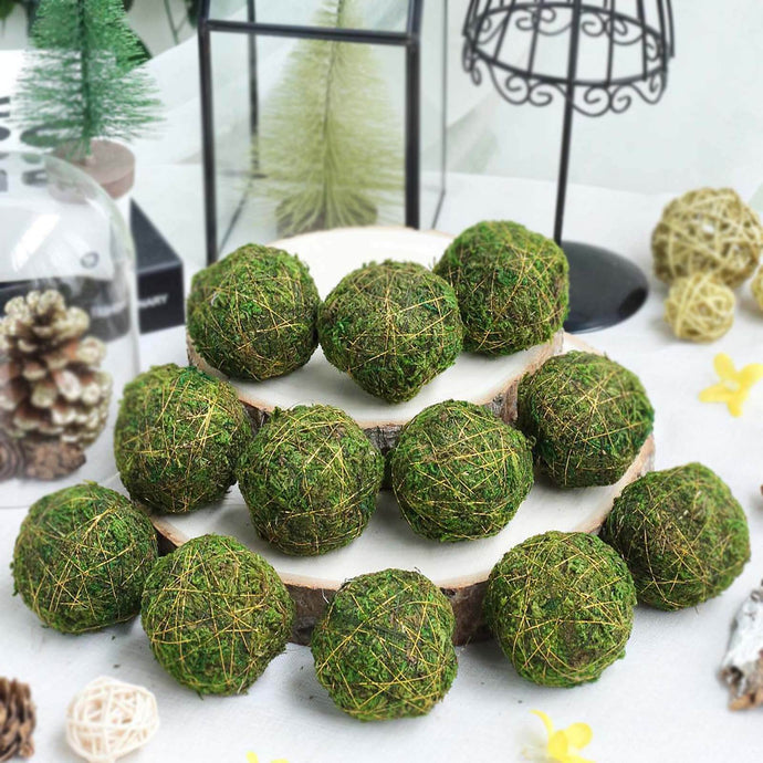 12-Pack Moss Ball Vase Fillers Handmade with Golden Twine Natural Preserved - DIY Decorative Craft Projects 2