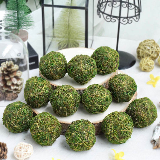 12-Pack Moss Ball Vase Fillers Handmade with Golden Twine Natural Preserved - DIY Decorative Craft Projects 2" Decorations PROstorez Default Title